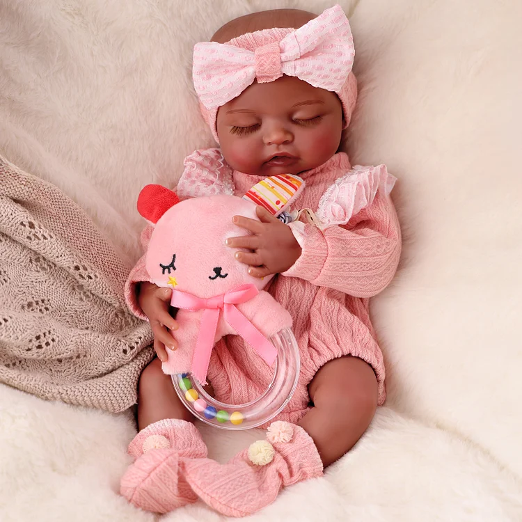 Nancy 12"/16'' Realistic Silicone Sleeping Baby African American Little Infant Girl - Image 5