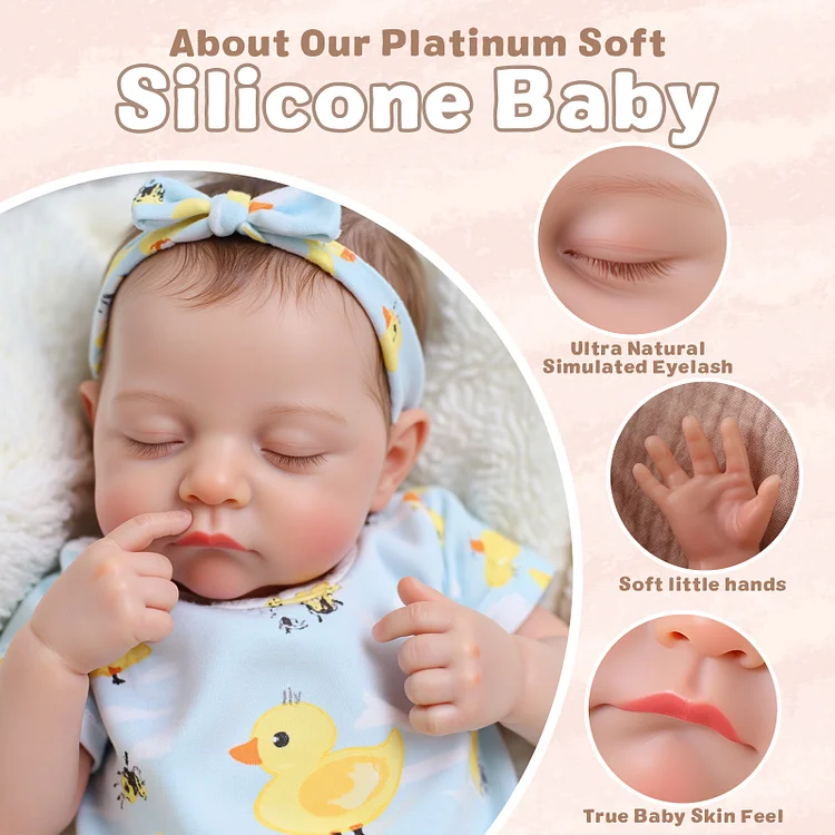 Liors 12"/16" Realistic Silicone Sleeping Baby Little Infant Girl Best Gift for Kids - Image 4