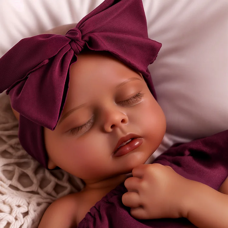 Lucy 12"/16'' Realistic Silicone Sleeping Baby African American Little Infant Girl - Image 8
