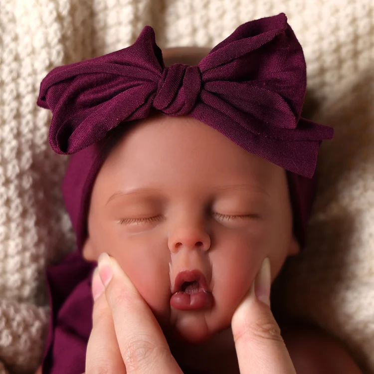 Lucy 12"/16'' Realistic Silicone Sleeping Baby African American Little Infant Girl - Image 6