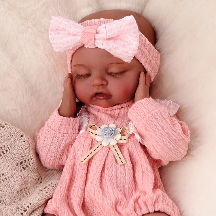 Nancy 12"/16'' Realistic Silicone Sleeping Baby African American Little Infant Girl - Image 8