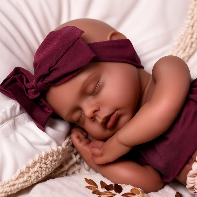 Lucy 12"/16'' Realistic Silicone Sleeping Baby African American Little Infant Girl - Image 7