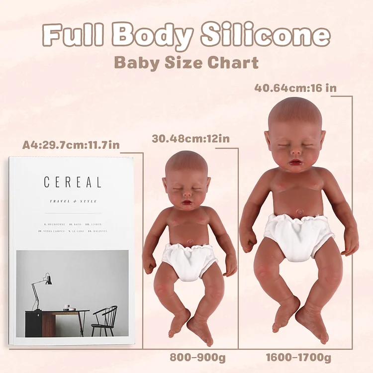 Lucy 12"/16'' Realistic Silicone Sleeping Baby African American Little Infant Girl - Image 2
