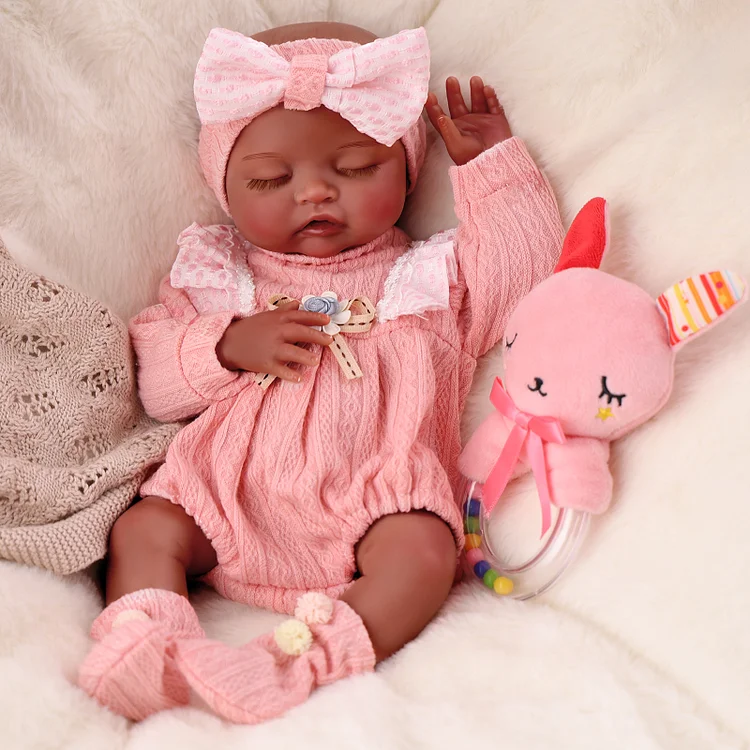 Nancy 12"/16'' Realistic Silicone Sleeping Baby African American Little Infant Girl - Image 7