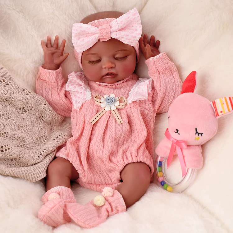 Nancy 12"/16'' Realistic Silicone Sleeping Baby African American Little Infant Girl - Image 6