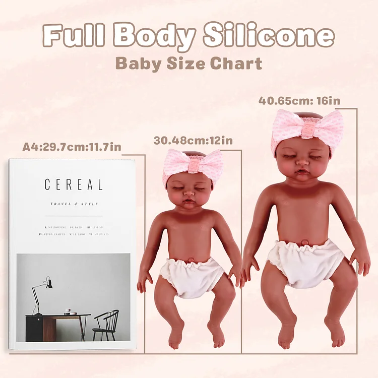 Nancy 12"/16'' Realistic Silicone Sleeping Baby African American Little Infant Girl - Image 2