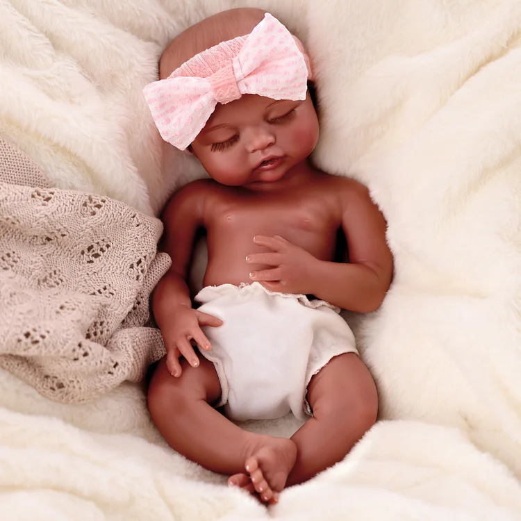 Nancy 12"/16'' Realistic Silicone Sleeping Baby African American Little Infant Girl - Image 4