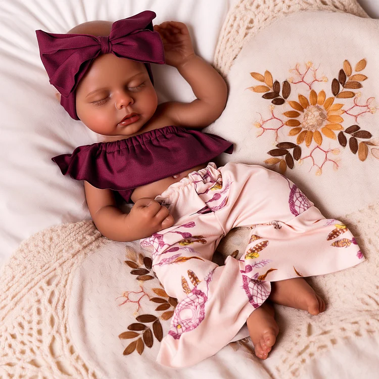 Lucy 12"/16'' Realistic Silicone Sleeping Baby African American Little Infant Girl - Image 5