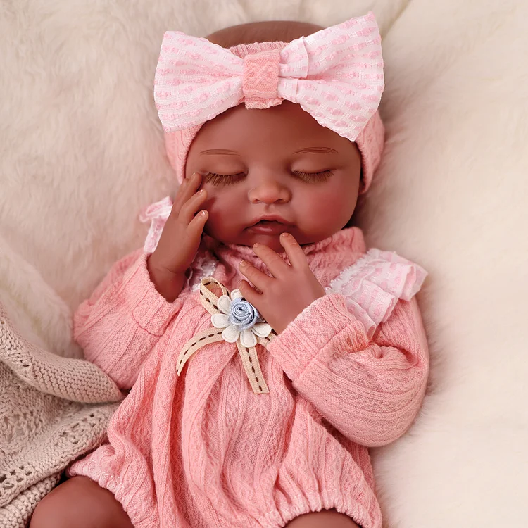 Nancy 12"/16'' Realistic Silicone Sleeping Baby African American Little Infant Girl